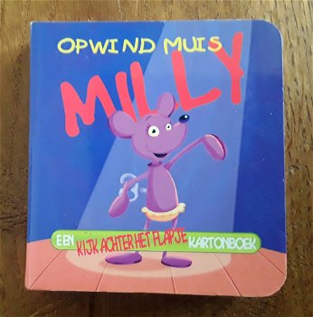 Opwind muis milly - een kijk achter het flapje / kartonboek - 0