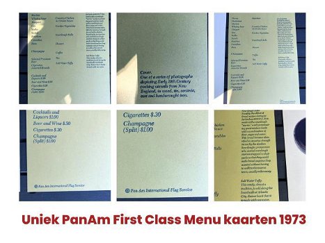 Set Pan-Am 1973 Transatlantic First Class Menu kaarten. - 0
