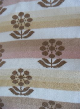 Te koop beige vintage deken met bloemmotief (237 x 213 cm). - 3