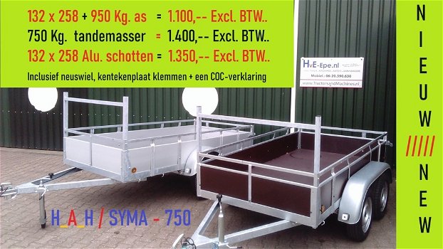 H_A_H-VDM - 750 kg. - aanhangers 130 x 260 ( 1.050 Kg. as ) de laatste * - 7