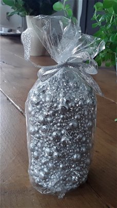 Kaars - zilver met bubbels/bobbeltjes (nieuw in verpakking)