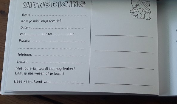 Uitnodigingskaarten om zelf te kleuren - voor feestje - 1