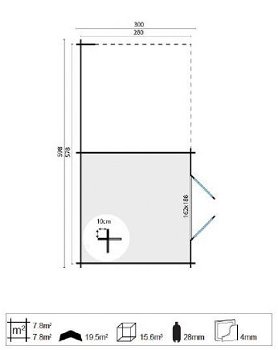 Tuinhuis-Blokhut Chappo met overkapping: 300+298x300 - 1