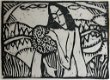 Nikolaas Eekman (1889-1973) Houtsnede 'Vrouw met bloemen' 1921. Nummer 13/88 - 0 - Thumbnail