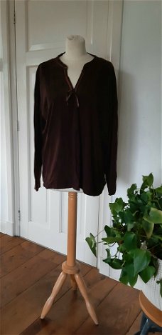 Shirt / top met lange mouwen - warm bruin - maat 50/52