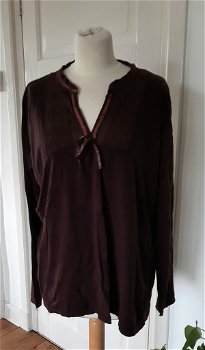 Shirt / top met lange mouwen - warm bruin - maat 50/52 - 2