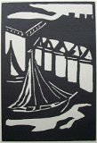 Hein Block (1885-1973) Houtsnede 'Zeilboot' 1928