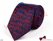 Kerst stropdas, blauw met HoHoHo tekst - 266