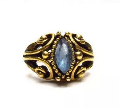 Vintage ring met blauwe steen - 0