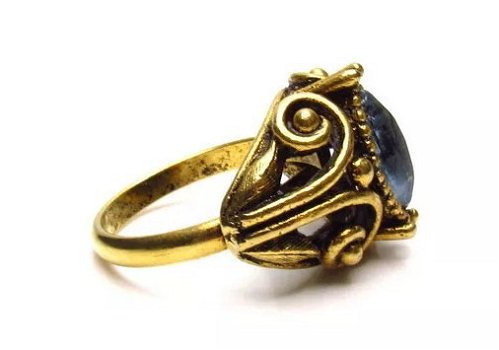 Vintage ring met blauwe steen - 2