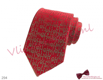 Kerst stropdas, rood met HoHoHo tekst - 294 - 0