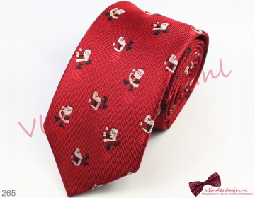 Kerst stropdas, rood met Kerstman op Kerstbal - 265 - 0