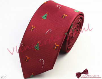 Kerst stropdas, rood met Kerst fantasie - 263 - 0