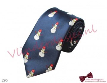 Kerst stropdas, blauw, met sneeuwpop - 295 - 0