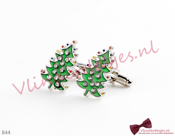 Kerst Manchetknopen met groene Kerstboom - 844 - 0