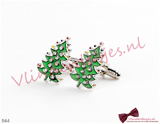 Kerst Manchetknopen met groene Kerstboom - 844