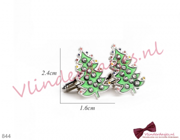 Kerst Manchetknopen met groene Kerstboom - 844 - 1