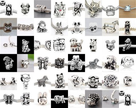 Vanaf € 0,10: Verzilverde bedels, strass- en glasbedels voor Pandora en Trollbeads - 1