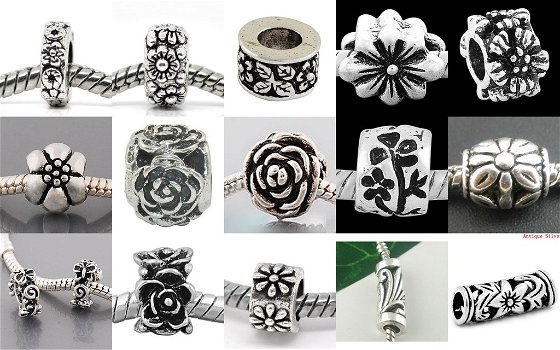 Vanaf € 0,10: Verzilverde bedels, strass- en glasbedels voor Pandora en Trollbeads - 6