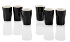 6 porseleinen espressobekers - zwart - nieuw - ernesto