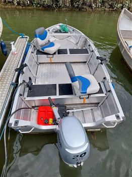 Een mooie aluminium visboot 20PK Honda motor begrenst geen vaarbewijs nodig met ligplaats - 1