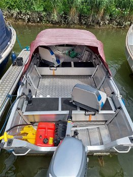 Een mooie aluminium visboot 20PK Honda motor begrenst geen vaarbewijs nodig met ligplaats - 6