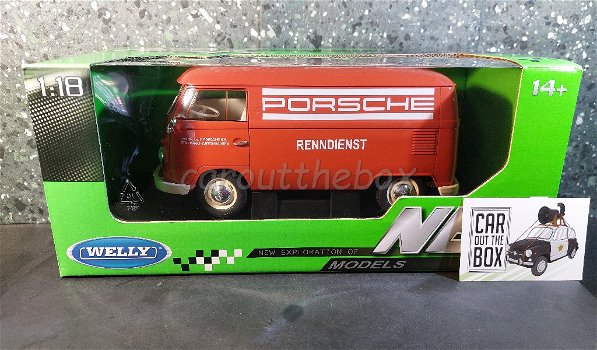 VW T1 rood PORSCHE RENNDIENST 1:18 Welly - 4