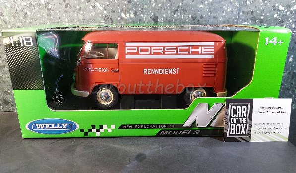 VW T1 rood PORSCHE RENNDIENST 1:18 Welly - 5