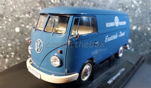 VW T1 ERSATZTEILE DIENST blauw 1:18 Welly - 1