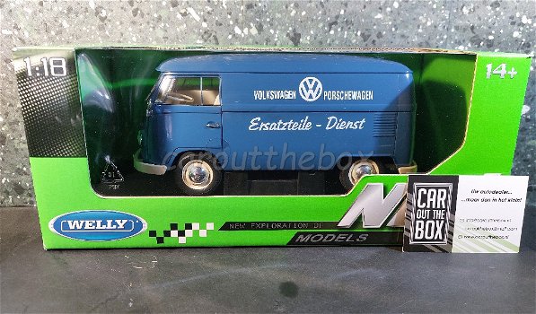 VW T1 ERSATZTEILE DIENST blauw 1:18 Welly - 5