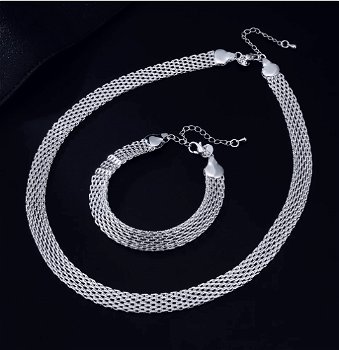 Elegante dames 925 sterling zilveren ketting en armband - 1
