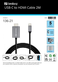 USB-C to HDMI Cable 2M - 1