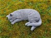 kat , poes, tuinbeeld slapende kat - 2 - Thumbnail