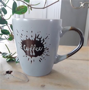 Stoere mok / beker - grijs met metallic tinten - coffee (nieuw) - 0