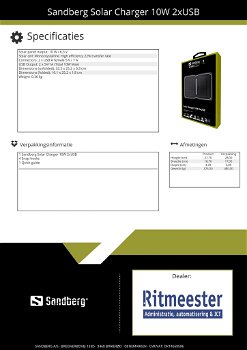 Solar Charger 10W 2x USB - 5