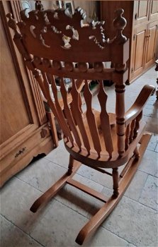 Zware antieke schommelstoel handgemaakt - 3