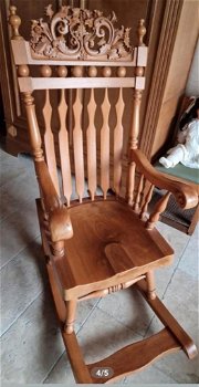Zware antieke schommelstoel handgemaakt - 4