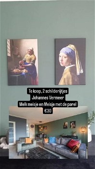 Schilderijen Johannes Vermeer. MELKMEISJE & MEISJE MET DE PAREL - 0