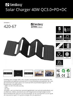 Solar Charger 40W QC3.0 PD DC voor alle merken smartphone, tablet en notebook - 5