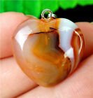 20x20x7mm Orange Stripes Onyx Agate Love hart kettinghanger - 0