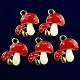 1 Red White Enamel Tibetan Gold Mushroom kettinghanger - 0 - Thumbnail