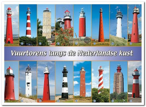 Ansichtkaart: Vuurtorens langs de Nederlandse Kust - 0