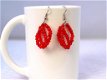 oorbellen van rode rocailles met zilverkleurige oorhaken - 0 - Thumbnail