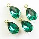 2 16x10x6mm Faceted Green Crystal Wrap Gold kettinghangers met goudkleurig oogje, - 0 - Thumbnail