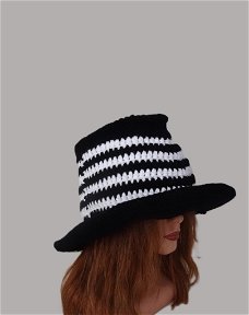 Fedora hoed Zwart met Wit