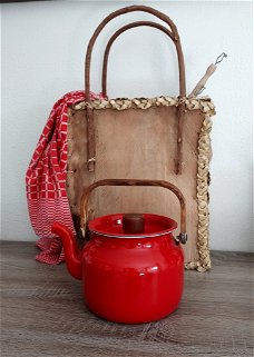 Emaille koffiepot theepot rood no1
