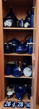 Emaille kobalt blauw melkbus groot 6 liter - 3