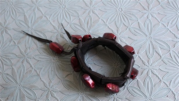 Armband - gemaakt van fietsband, knopen - 1