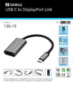 USB-C to DisplayPort Link USB-C poort gebruiken om een tweede scherm, televisie of projector - 1