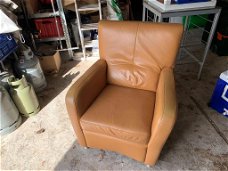 2x leren fauteuils (licht Bruin)